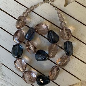 Blue & Smoke Frosted Bead Necklace & Braclet Set